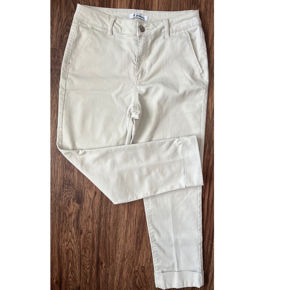 D.jeans Khaki Chino Pants Cuffed Straight Leg Women Size 8 Beige Chinos